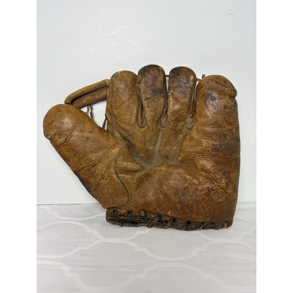 Vintage Spalding 1950s 5 Finger Baseball Mitt Barney McCoscky 62469b Rough Rare